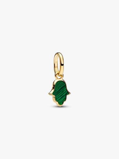 Mini-conta Pendente Mão Hamsa Verde