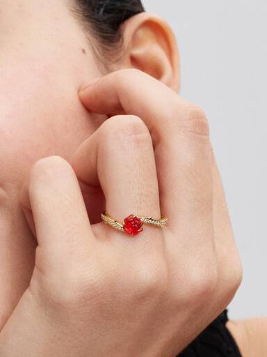 Anel Rosa Encantada Bela e o Monstro Disney