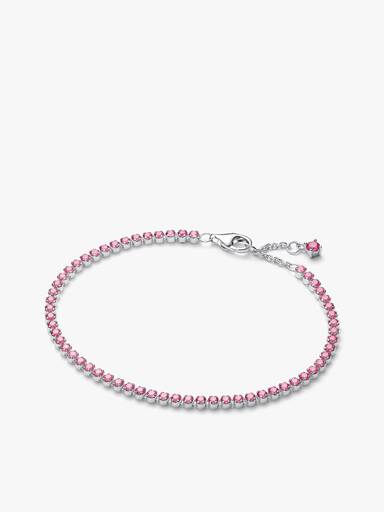 Conjunto de Presente Pulseira e Anel de Ténis Fino Rosa