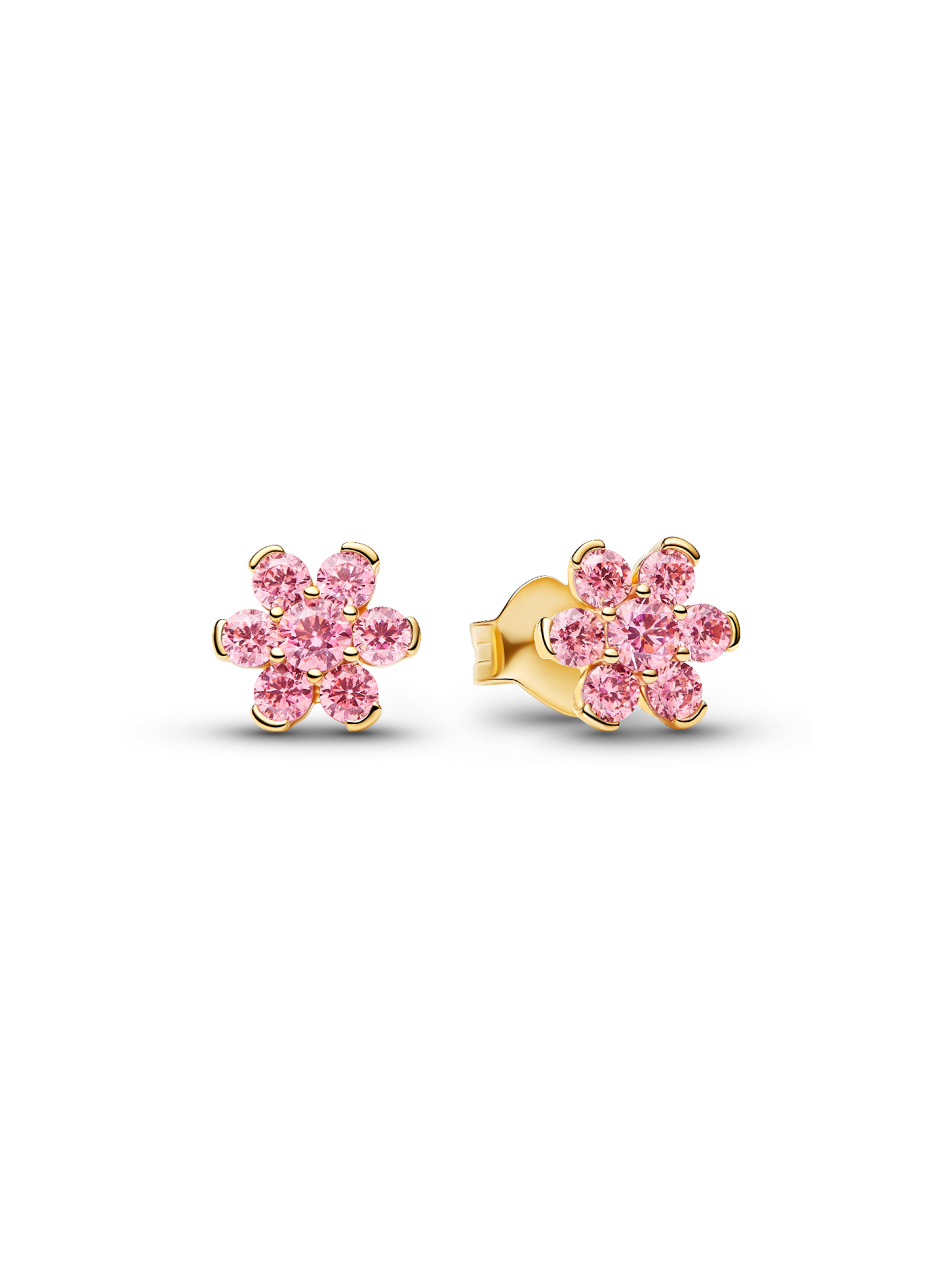 Brincos Espigão Flor Rosa Brilhante