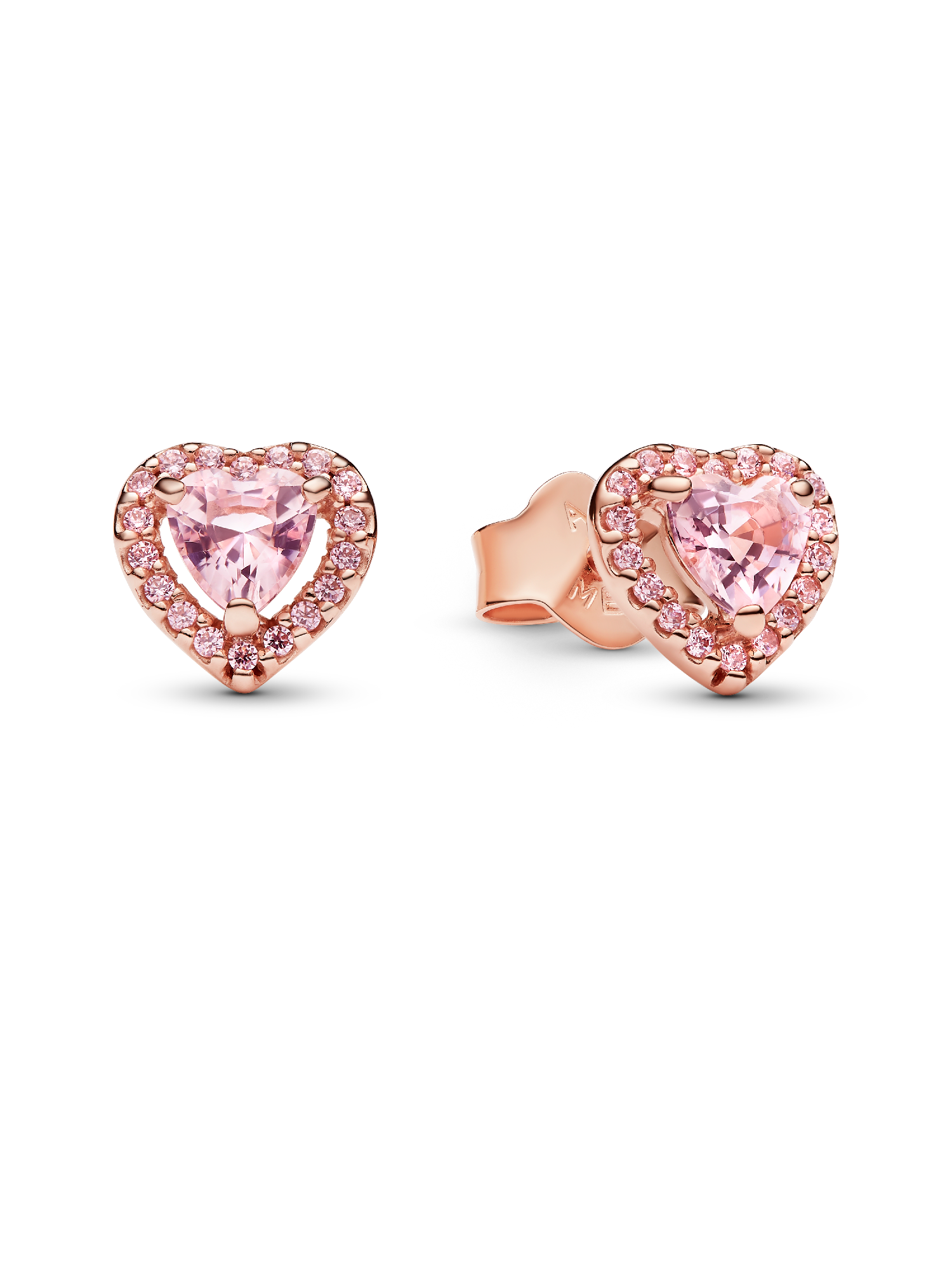 Brincos Espigão Coração Elevado Rosa