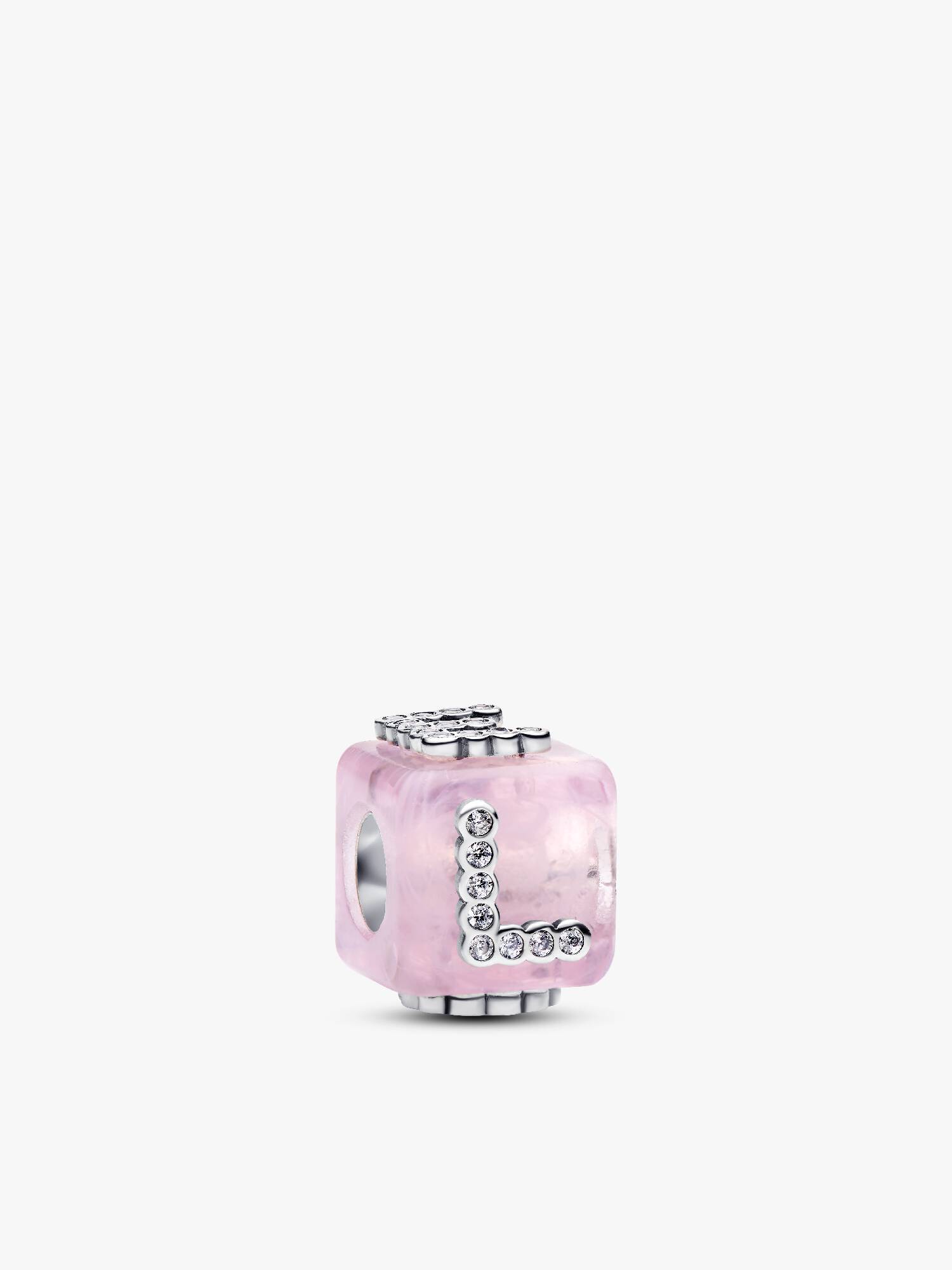 Conta Cubo Love Vidro Murano Rosa