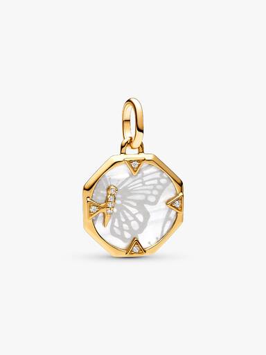 Conta Medalhão Borboleta Perolada