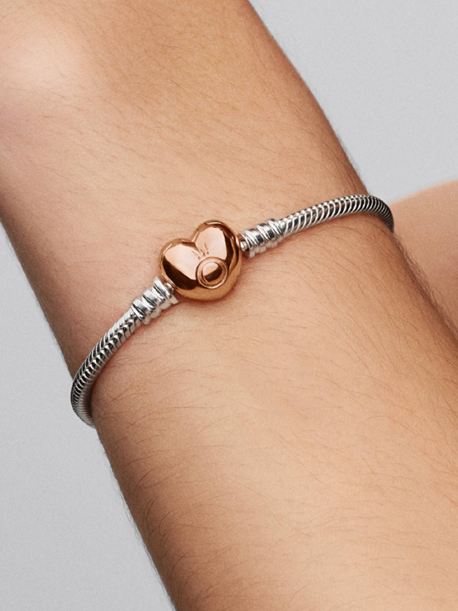 Pulseira Malha Snake e Coração