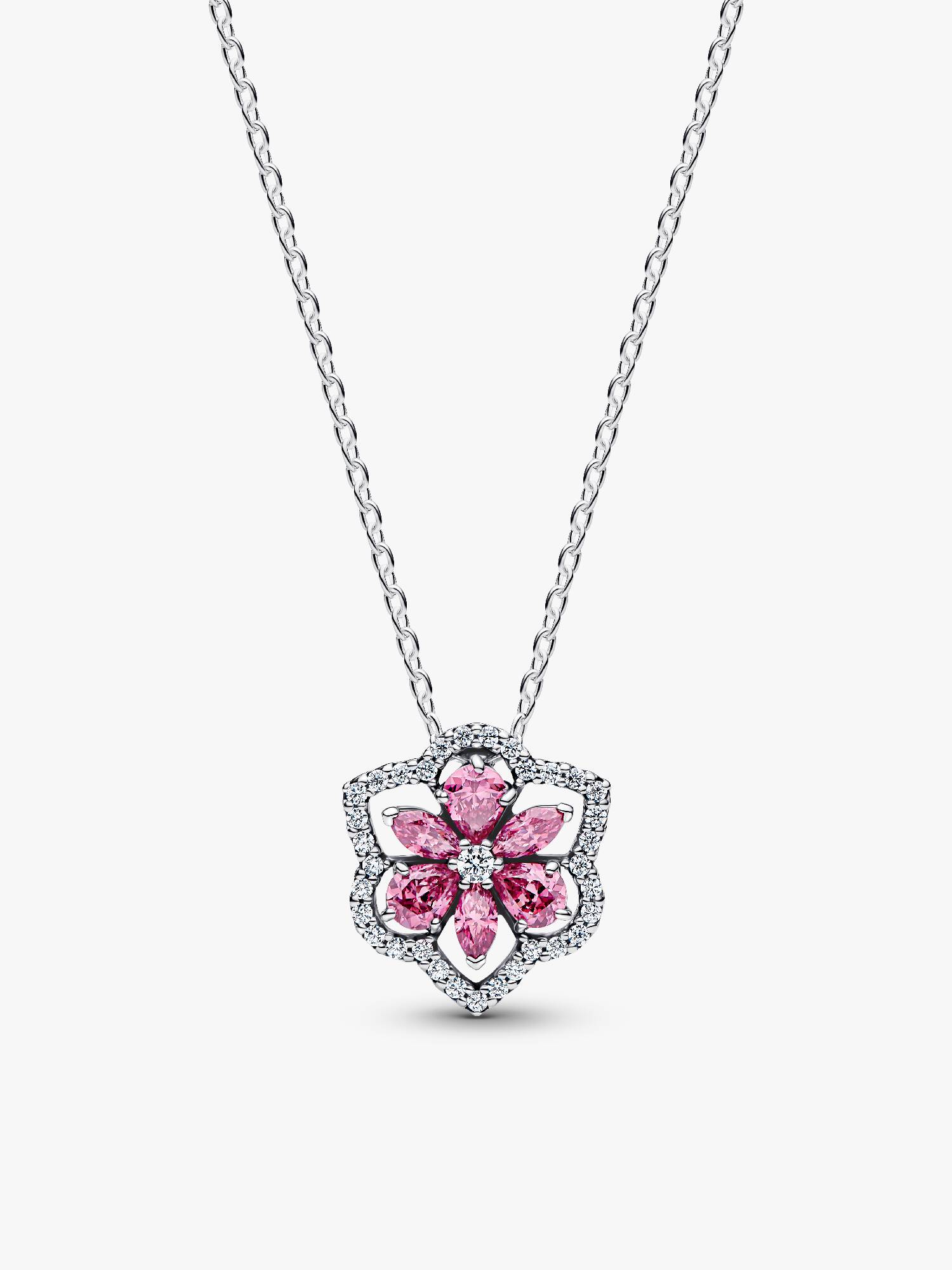 Colar Pendente Flor Rosa Herbário Cintilante