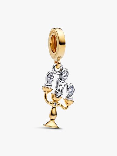 Conta Pendente Lumiere Bela e o Monstro Disney Prata, Revestimento de ouro 14k