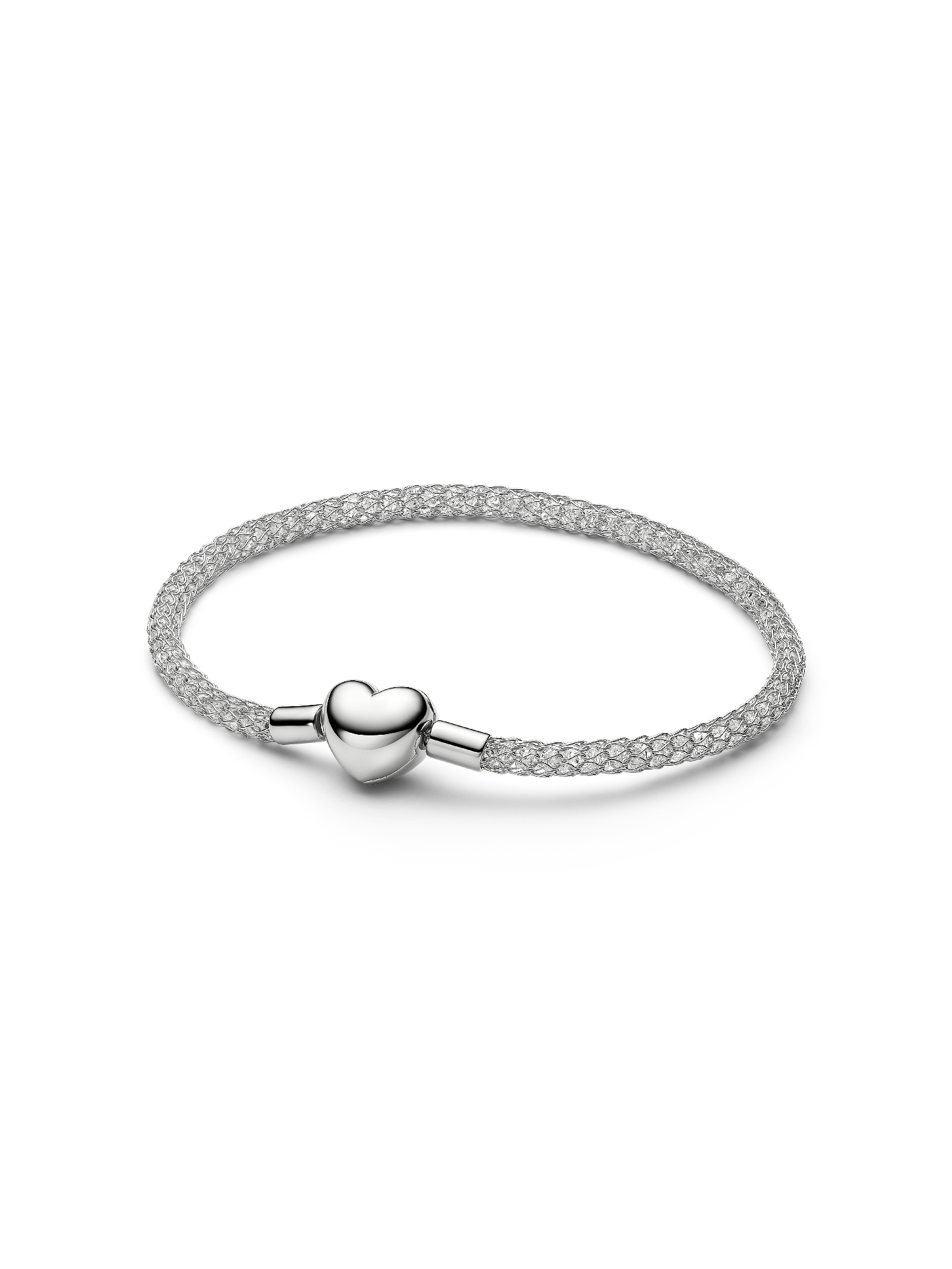 Pulseira de Malha Brilhante com Fecho Coração