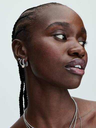 Argolas Pavé Earrings Treated Freshwater Cultured Pearl & Pavé
