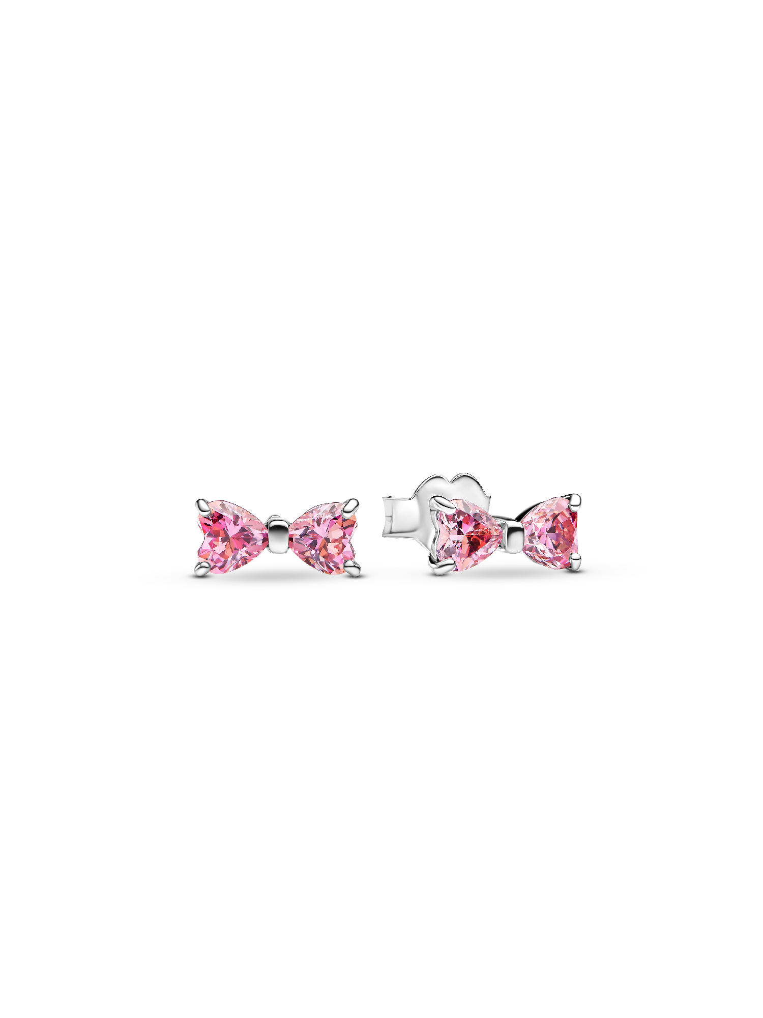 Brincos Espigão Laço Rosa Brilhante