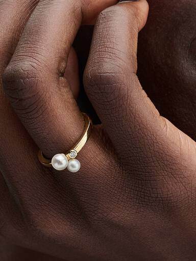 Anel Duo Treated Freshwater Cultured Pearls