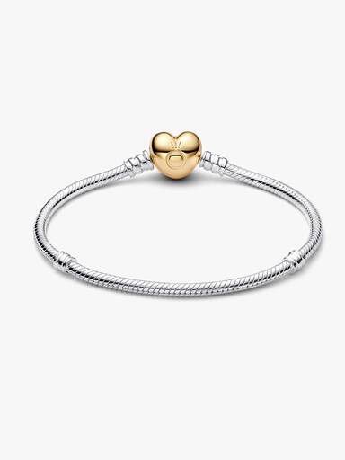 Pulseira Malha Snake Fecho Coração