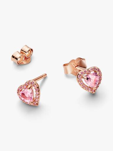 Brincos Espigão Coração Elevado Rosa