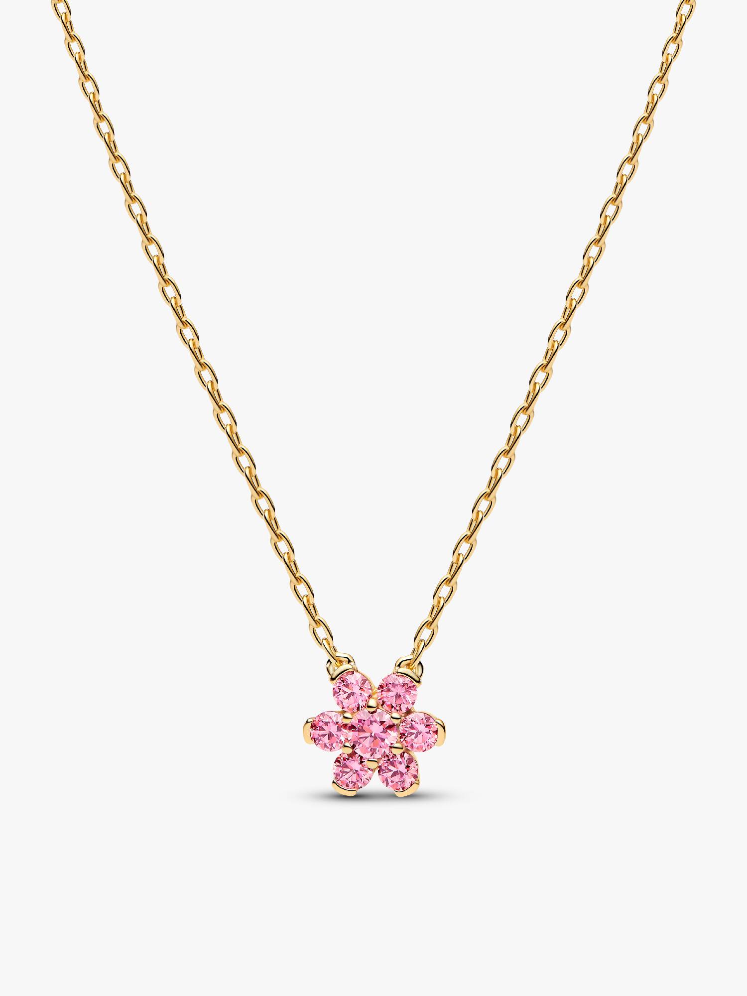 Colar Pendente Flor Rosa Brilhante