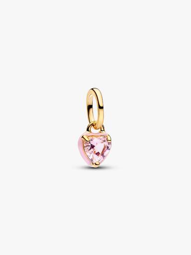 Mini Conta Pendente Coração Chakra Rosa