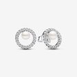 Brincos Treated Freshwater Cultured Pearl & Pavé Halo