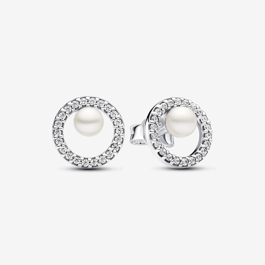 Brincos Treated Freshwater Cultured Pearl & Pavé Halo image number 0