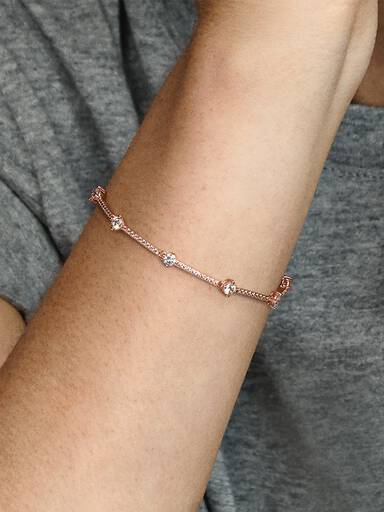 Pulseira Pavé Bars, Pandora Rose