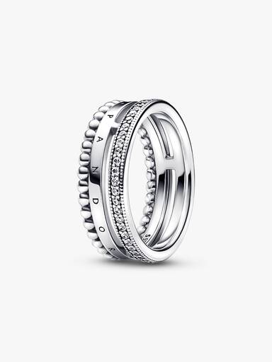 Anel Pandora Signature Pavé & Beads