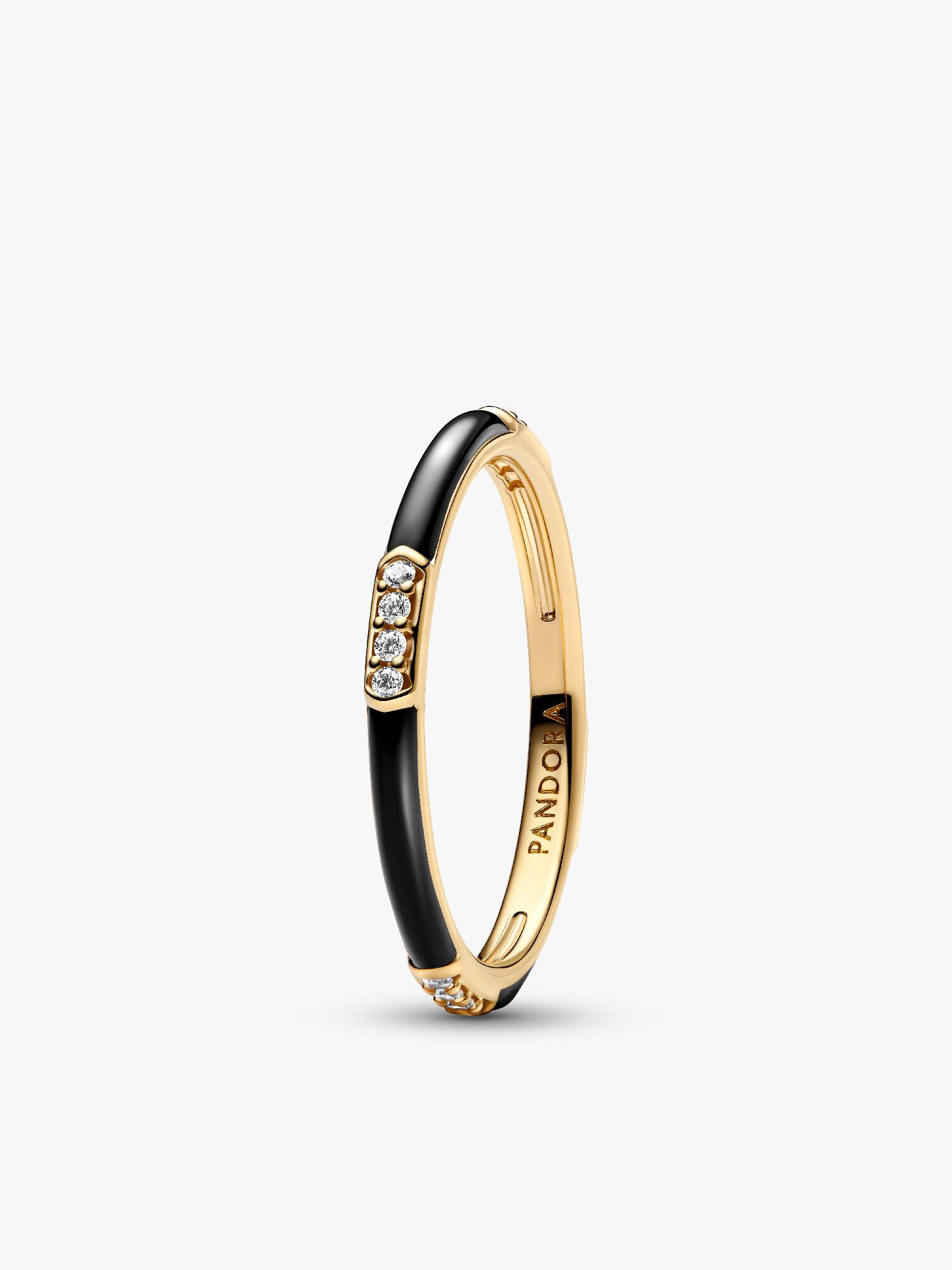 Anel com Esmalte Preto e Pedras