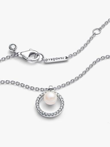 Colar Treated Freshwater Cultured Pearl & Pavé