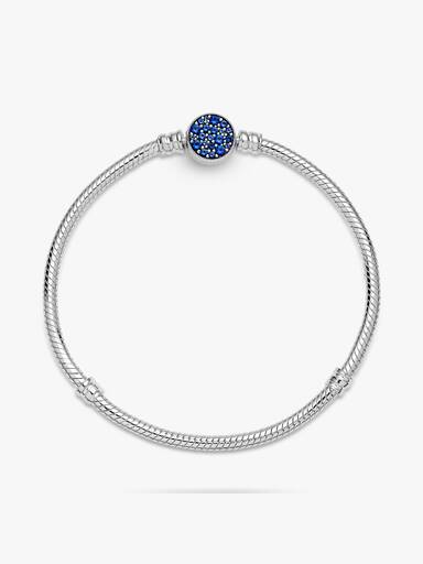 Pulseira Malha Snake Fecho Disco Azul Brilhante