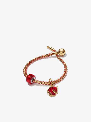 Conjunto de Pulseira Vidro Murano Vermelho e Cavalo de Fogo