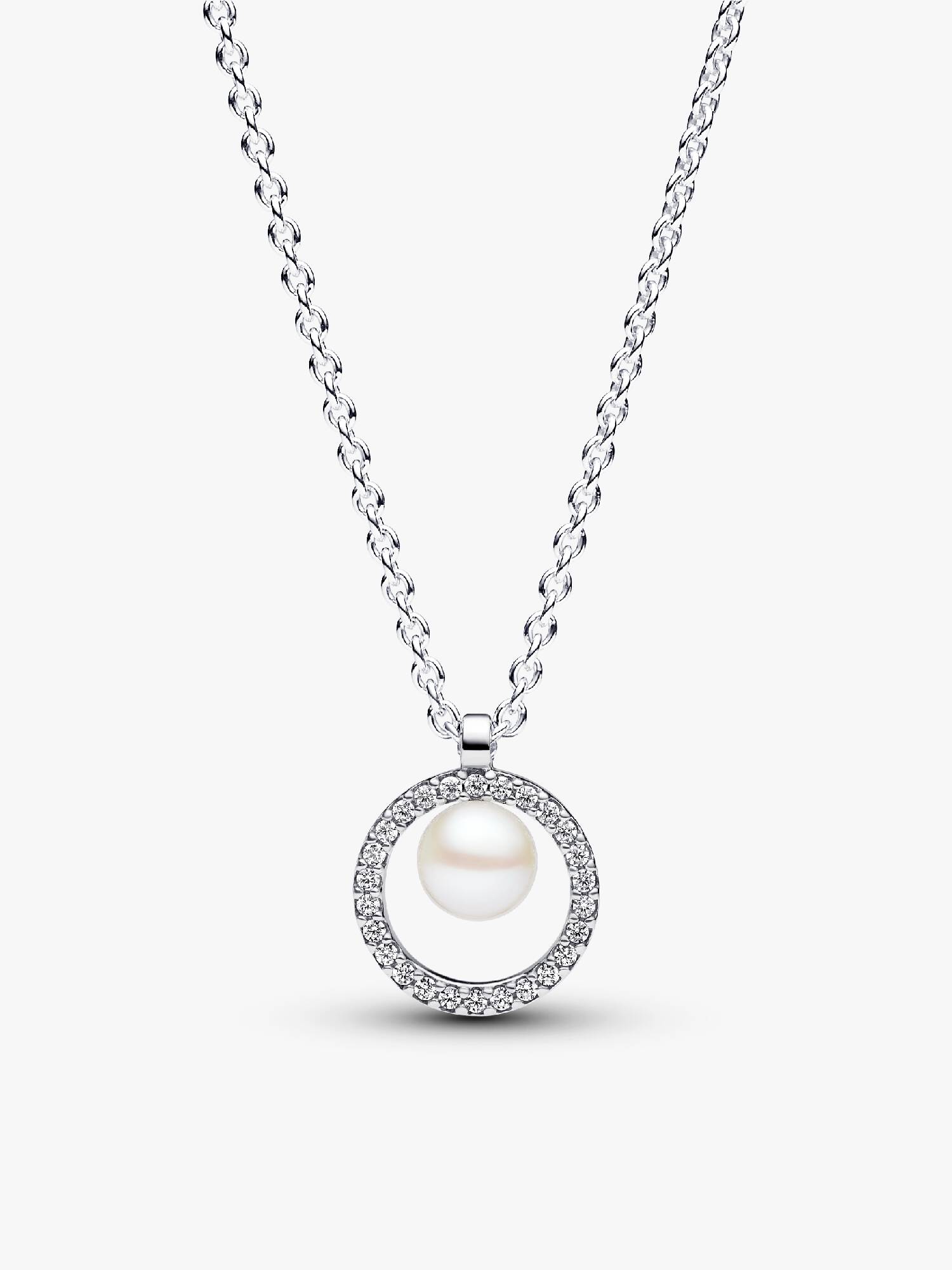 Colar Treated Freshwater Cultured Pearl & Pavé