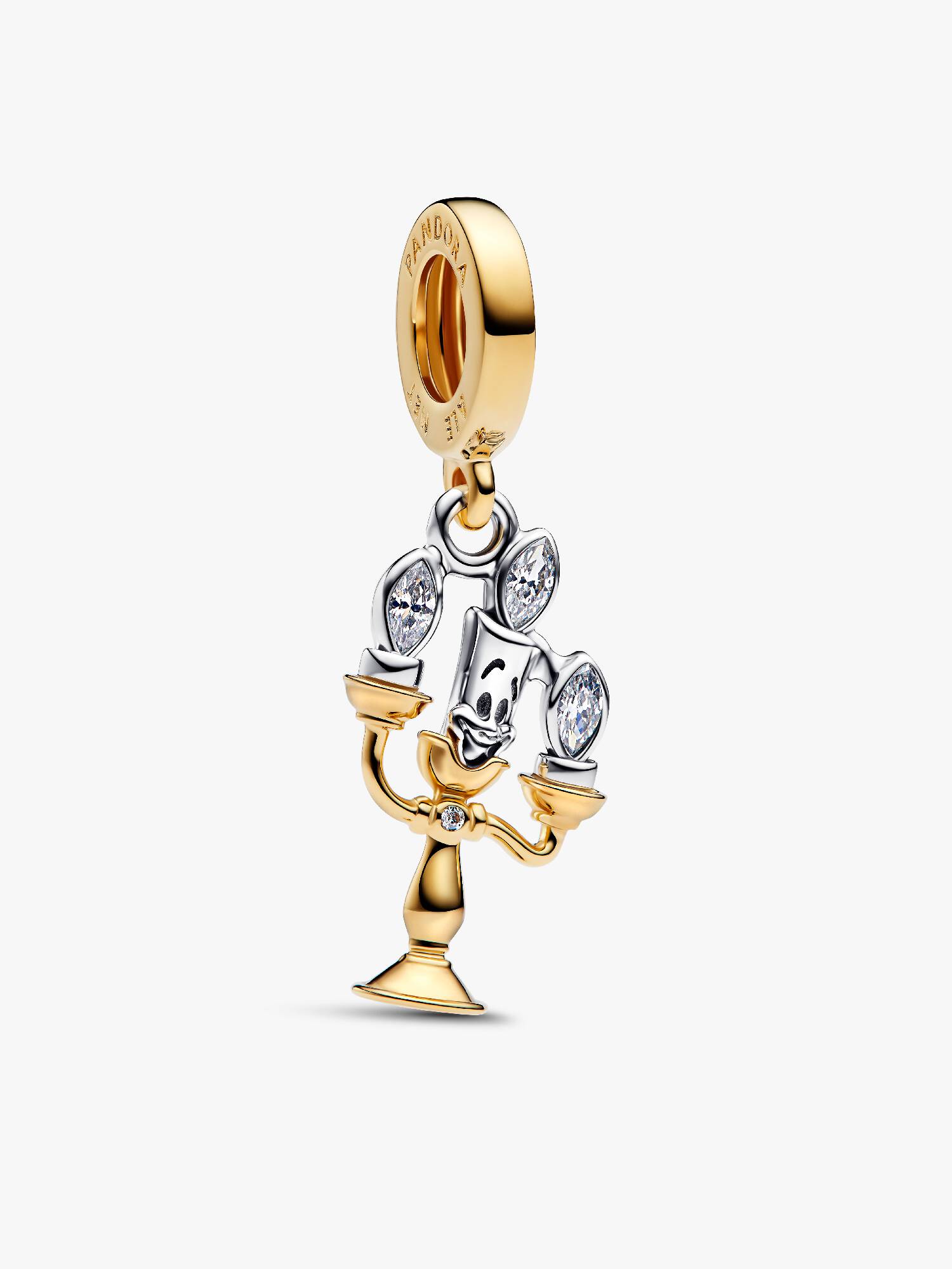 Conta Pendente Lumiere Bela e o Monstro Disney Prata,  Revestimento de ouro 14k