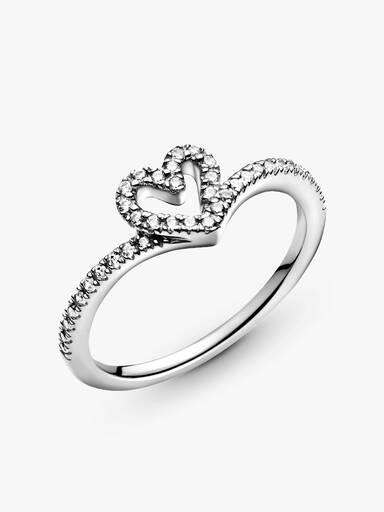 Anel Wishbone Coração Brilhante