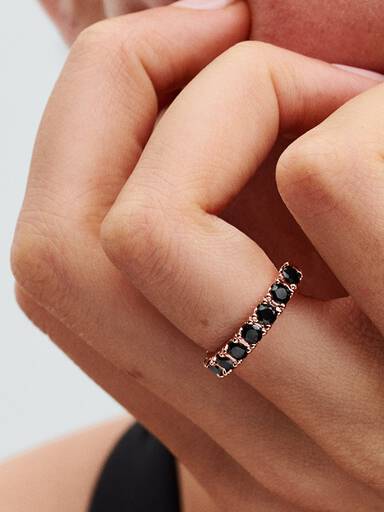 Anel Black Sparkling Row Eternity