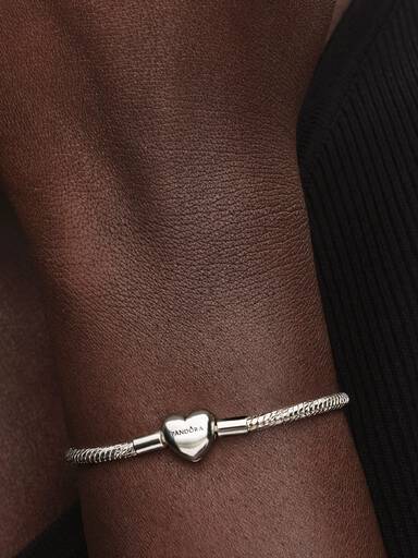 Pulseira Malha Snake Facetada Fecho Coração