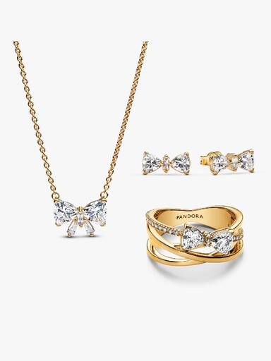 Conjunto de Joias Laço Brilhante Dourado