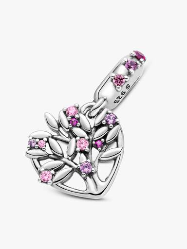 Conta Pendente Coração de Familia Cor-de-Rosa