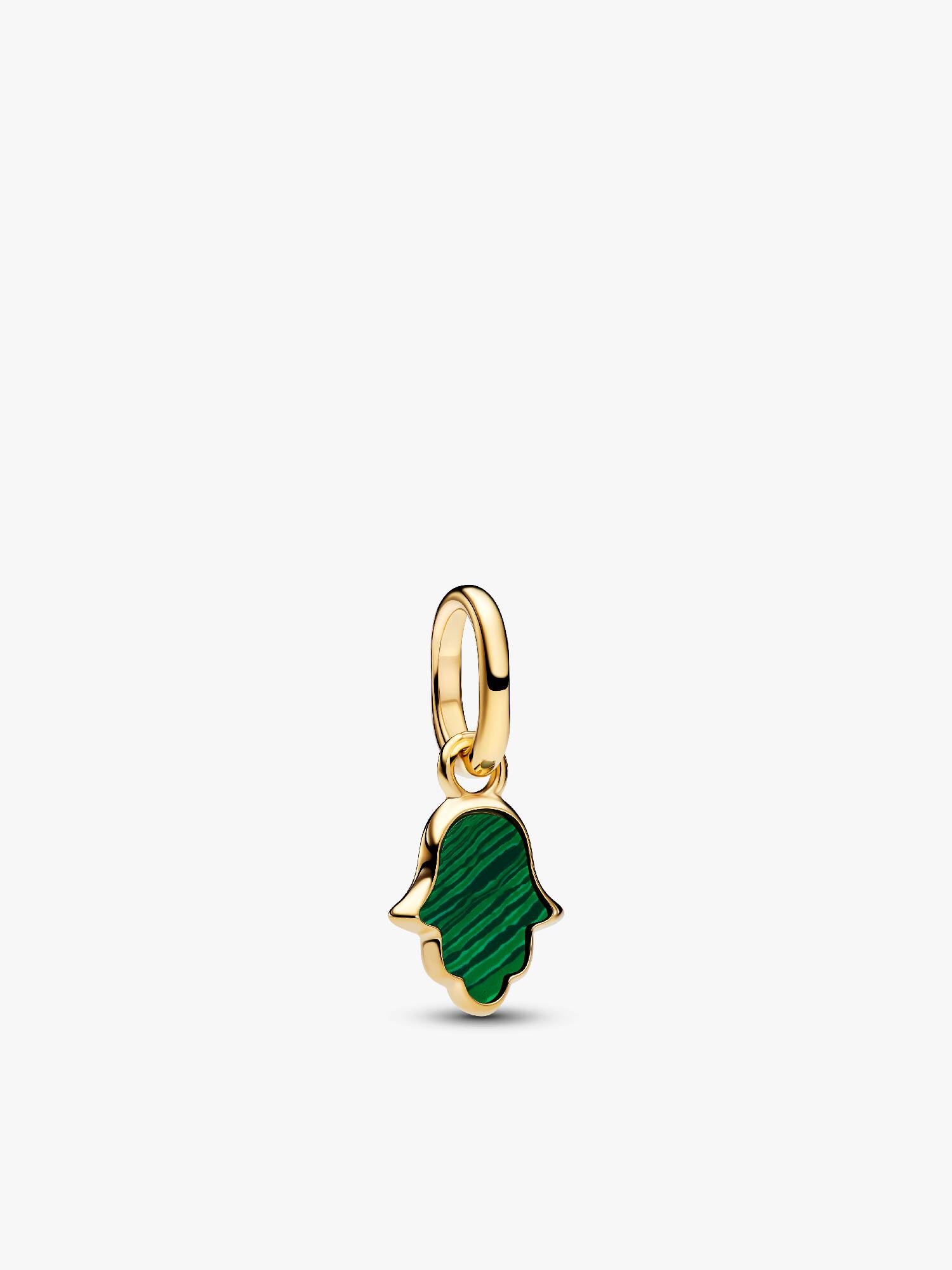Mini-conta Pendente Mão Hamsa Verde