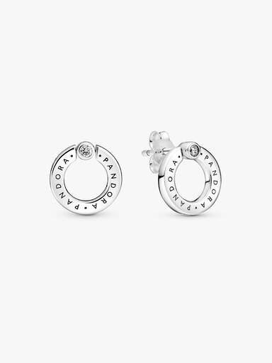 Brincos reversíveis Pavé & Logo Circle