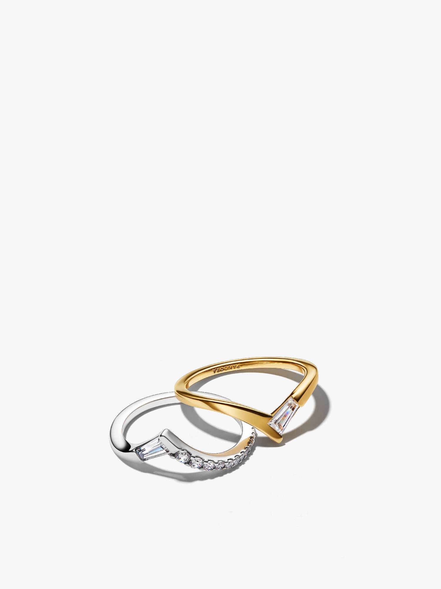 Conjunto de Anéis Baguette Tiara