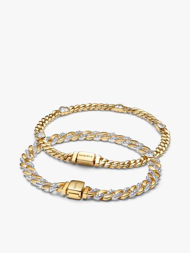 Conjunto de Presente Pulseiras de Corrente Cubana para Ele e para Ela