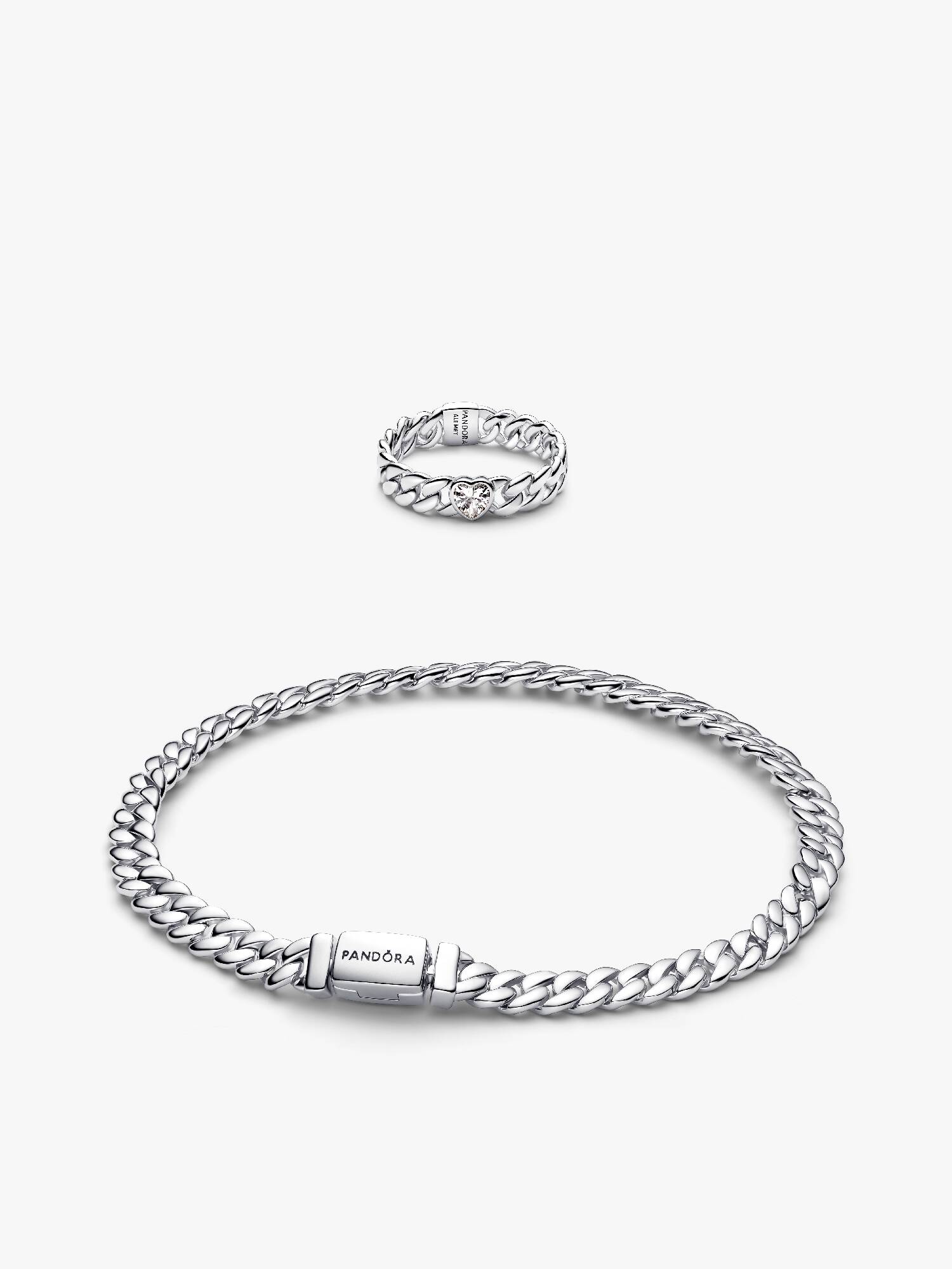 Conjunto de Presente Pulseira e Anel de Corrente Cubana