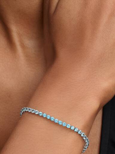 Pulseira de Ténis Azul Claro Brilhante