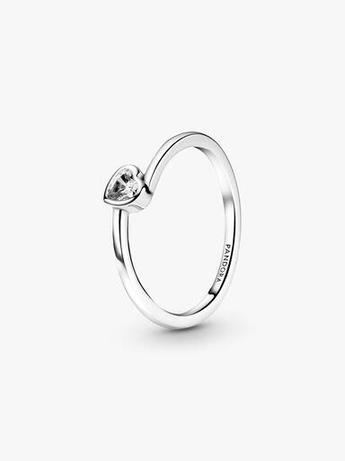 Anel Clear Tilted Heart Solitaire