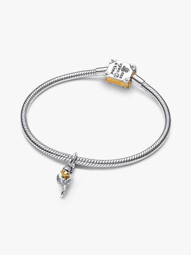 Conta Pendente Diamante Criado em Laboratório Rosa Encantada Belle Disney